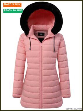 Women's Waterproof Long Hooded Down Jacket Fur Collar